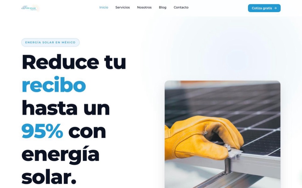 Sitio de VA Solar, energía solar en México